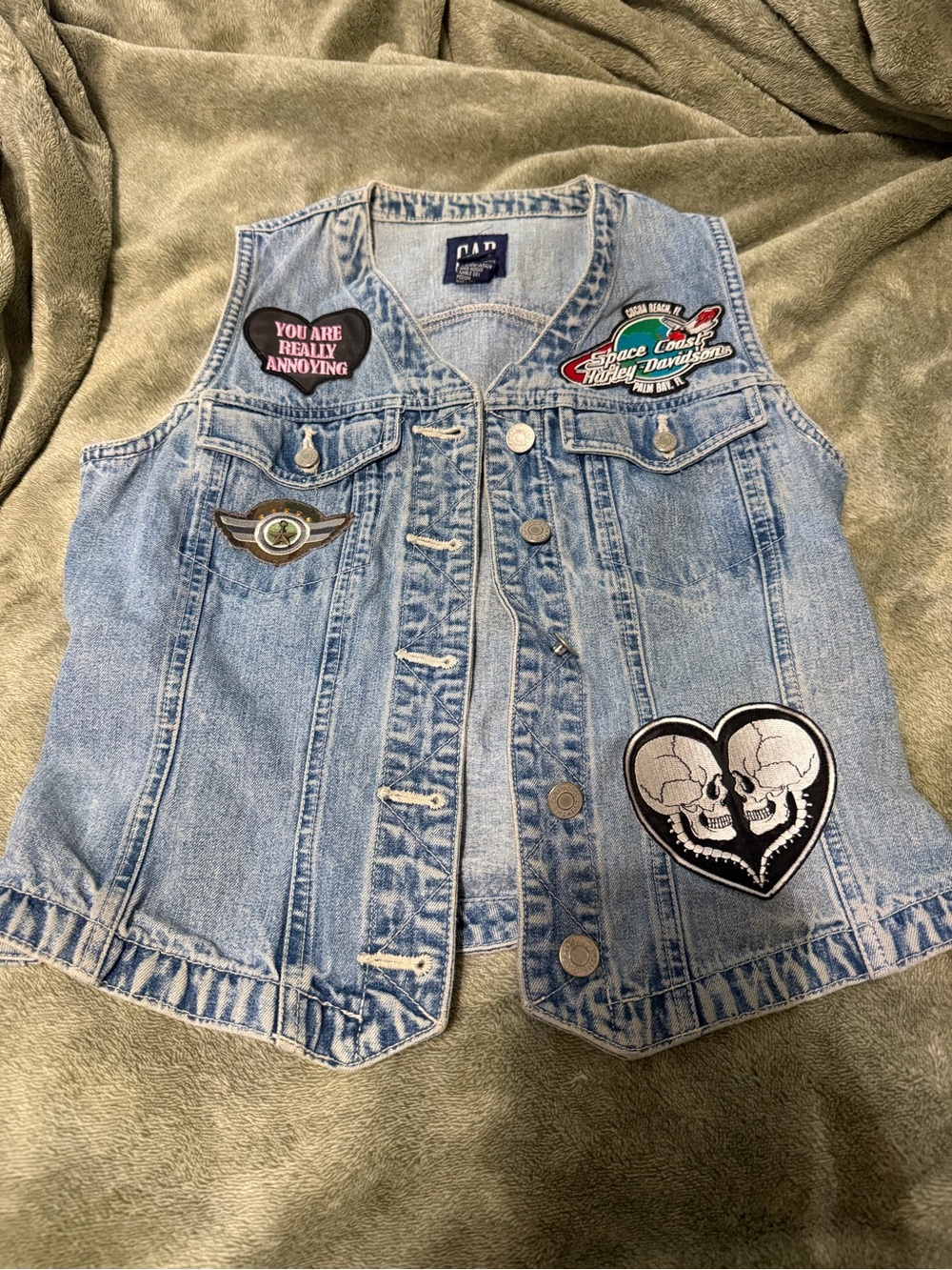 GAP Light Blue Denim Vest with Patches